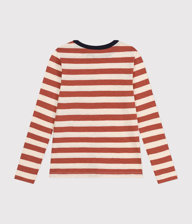 Tee-shirt LE DROIT col rond en coton Femme marron/&eacute;cru