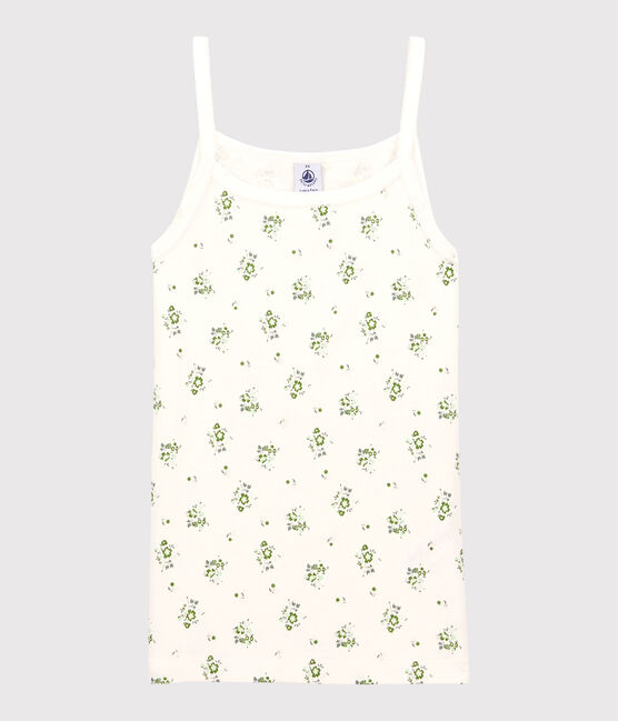 L'ICONIQUE, katoenen damesshirt met bandjes wit MARSHMALLOW/wit MULTICO