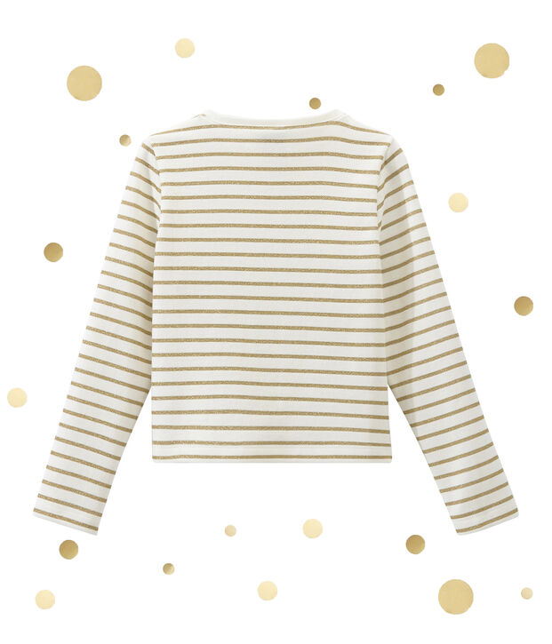 Cardigan enfant fille bi-mati&egrave;re blanc/jaune