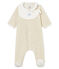 Uniseks pyjama met slabbetje van katoenvelours beige MONTELIMAR CHINE