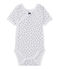 Eerste body met korte mouwen en print voor meisjes wit ECUME/blauw MEDIEVAL