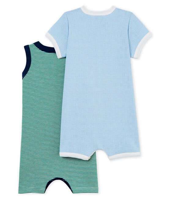 Duo van korte playsuits uit ribstof voor jongens variante 1