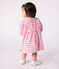 Gestreepte katoenen babyjurkje met lange mouw roze BOUDOIR/ MILK