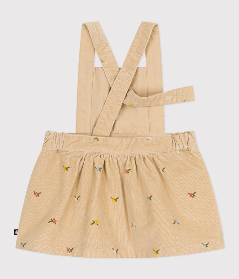 Robe b&eacute;b&eacute; en velours c&ocirc;tel&eacute; brod&eacute; de fleurs beige/multicouleur