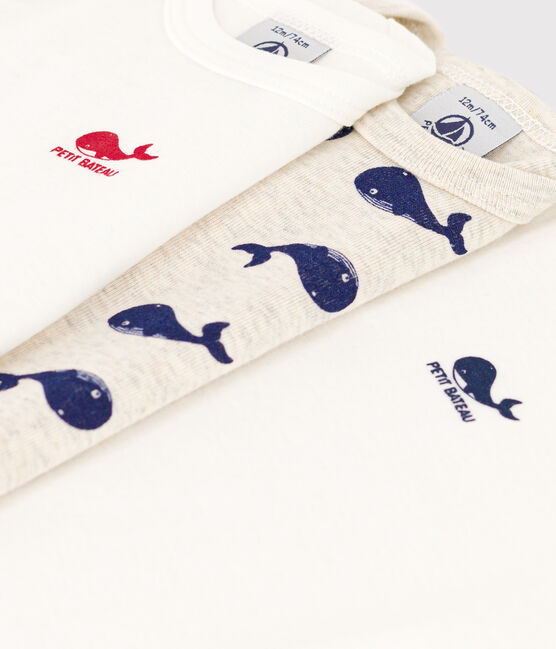 Set van 3 katoenen body's met lange mouwen en walvissenopdruk voor baby's variante 1