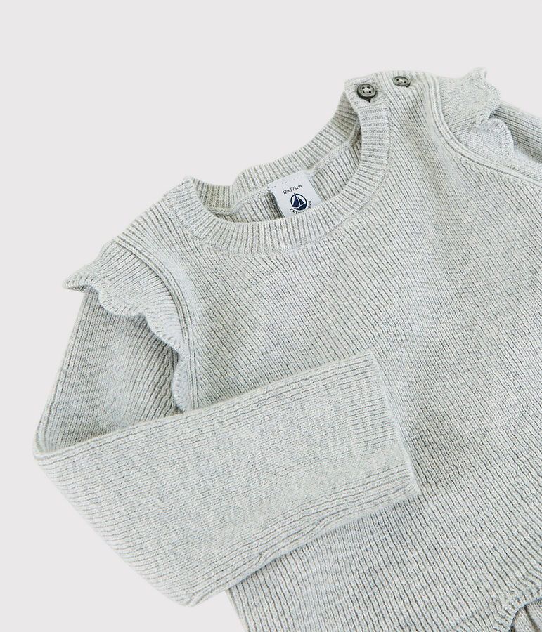 Robe b&eacute;b&eacute; fille en laine et coton gris BELUGA CHINE