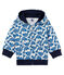 Hoodie met rits in bedrukte jersey voor babyjongens wit MARSHMALLOW/wit MULTICO
