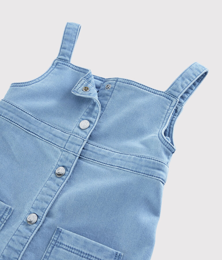 Robe salopette en molleton denim enfant fille bleu
