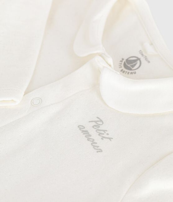 Effen babypyjama van tubic wit MARSHMALLOW