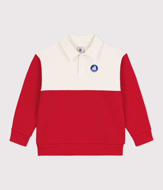 Sweatshirt esprit polo enfant en coton rouge MILK/ POMPIER