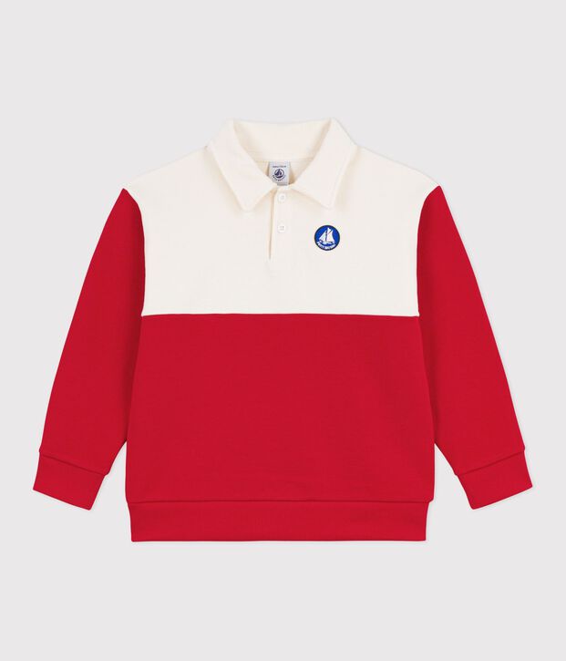 Katoenen sweatshirt in polostijl voor kinderen rood/rood