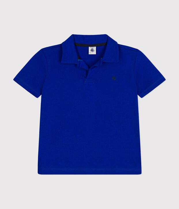 Polo manches courtes en coton enfant gar&ccedil;on bleu