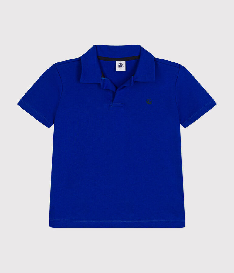 Katoenen polo met korte mouwen voor jongens blauw
