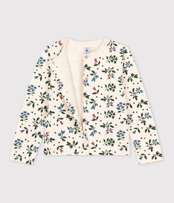 Cardigan imprimé en tubique enfant fille blanc AVALANCHE/ MULTICO