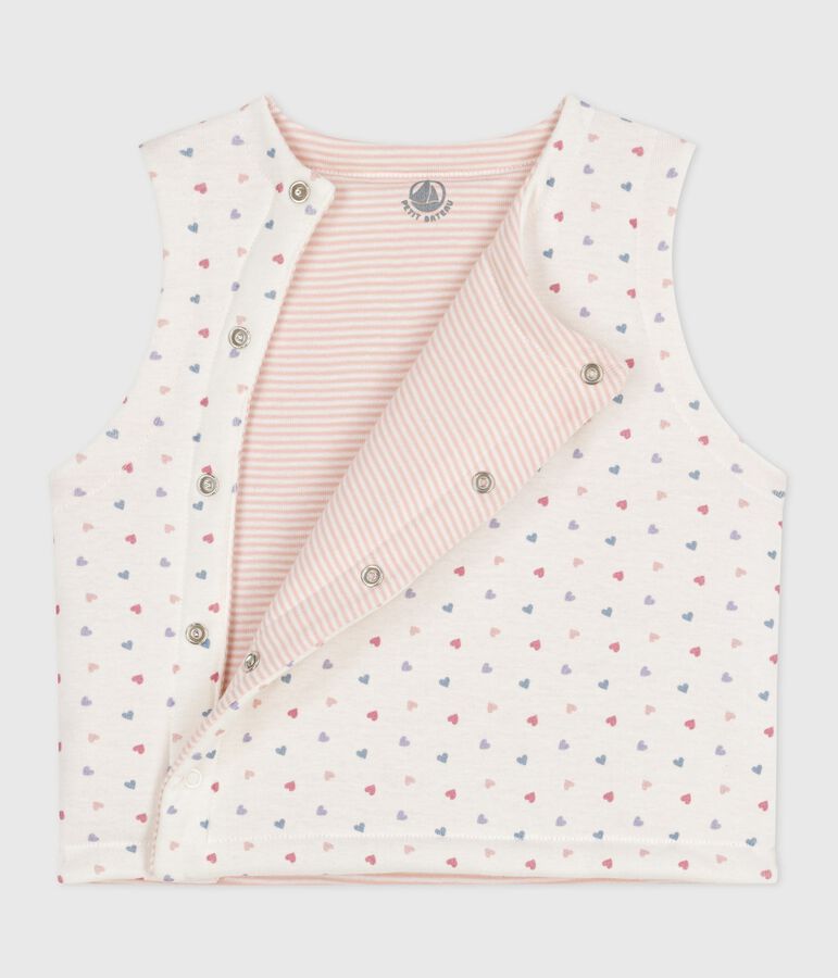 Omkeerbare katoenen cardigan zonder mouwen met print wit/multicouleur