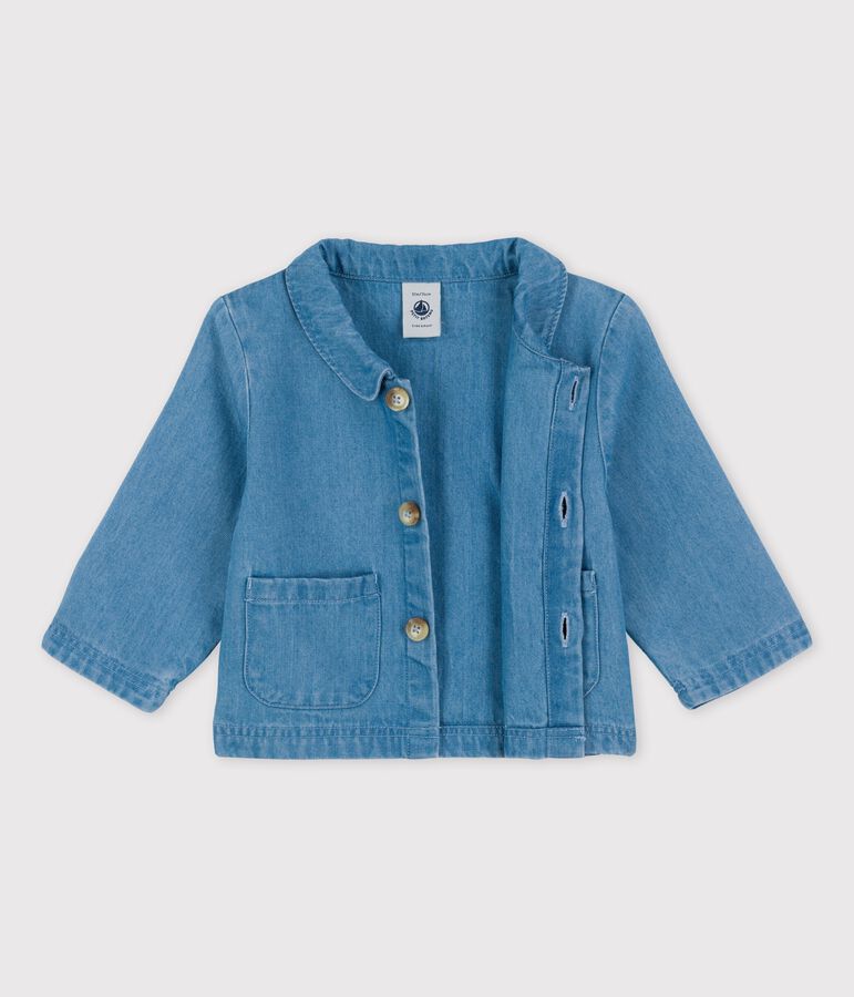 Vest van licht biologisch denim voor baby's blauw