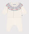 Ensemble 2 pièces bébé cardigan jacquard en tricot blanc MARSHMALLOW/rose CHARME