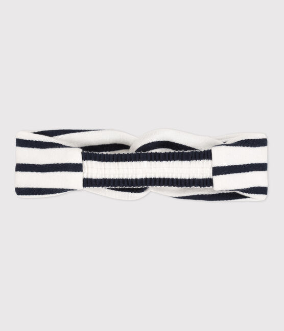 Gestreepte hoofdband in jersey voor baby's wit MARSHMALLOW/blauw SMOKING