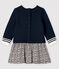 Jurk met lange mouwen babymeisje blauw SMOKING/wit MARSHMALLOW