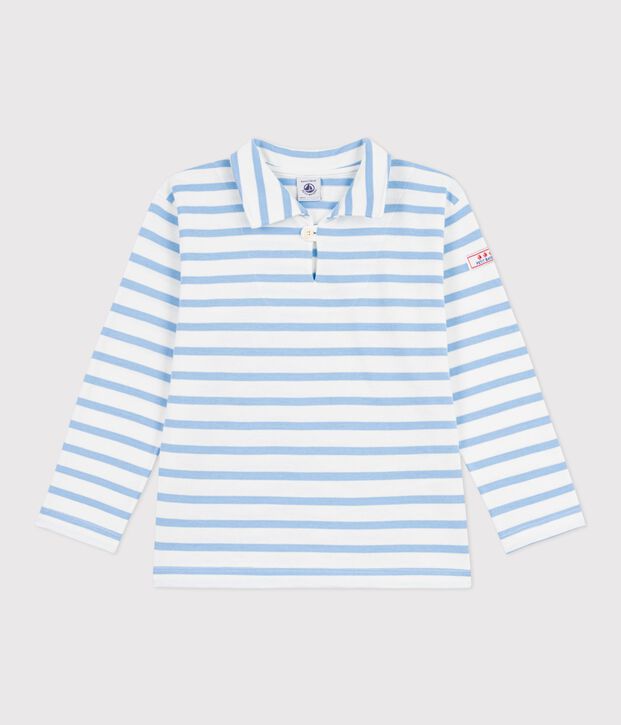 Marini&egrave;re enfant en coton &agrave; rayures bleu/bleu