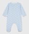 Katoenen babypyjama met kraag met walvisprint blauw/wit