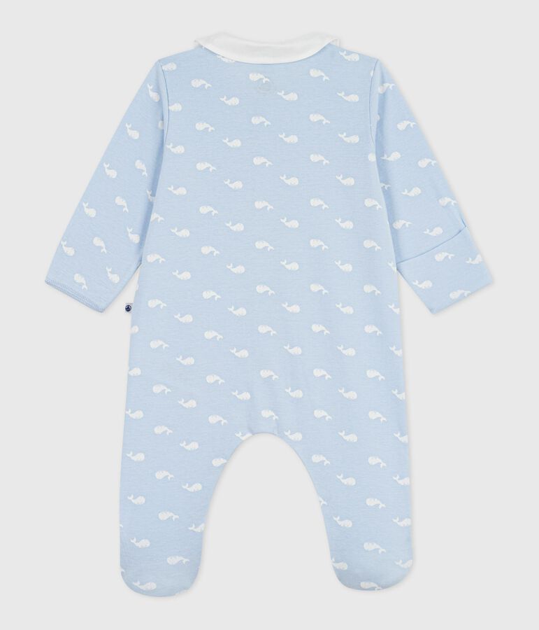 Pyjama b&eacute;b&eacute; en coton &agrave; col imprim&eacute; baleine bleu/blanc