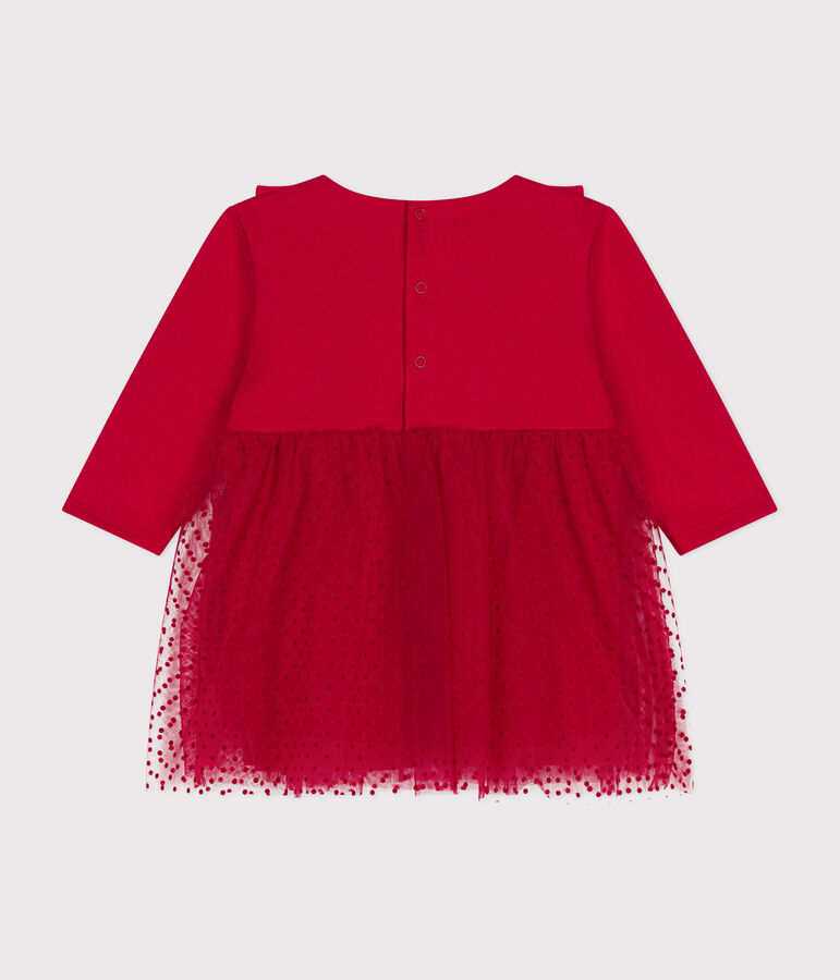 Robe en coton et tulle b&eacute;b&eacute; rouge