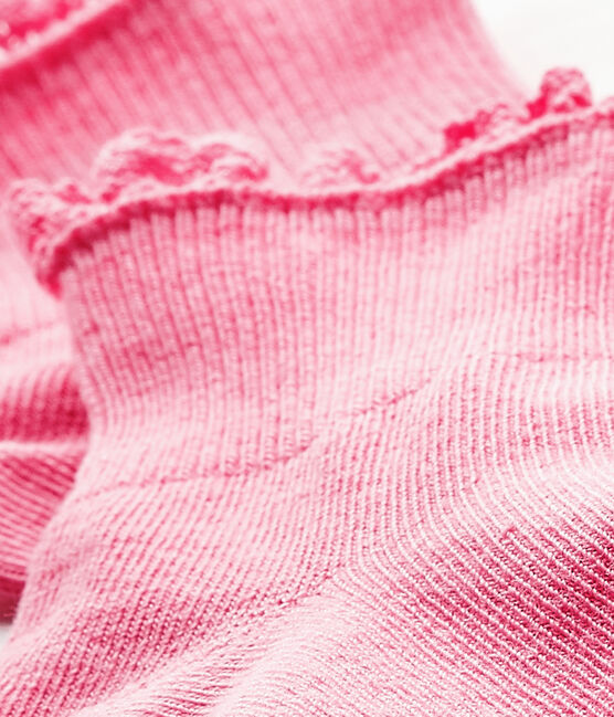 Kanten sokken baby meisje roze PETAL