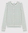Iconisch gestreept katoenen cardigan Dames wit MARSHMALLOW/groen VALLEE