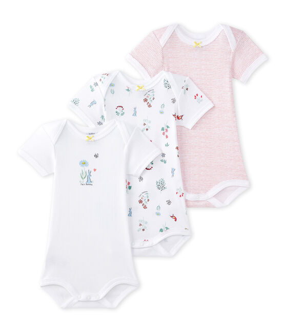 Set van 3 body's met korte mouwen voor babymeisjes wit LOT