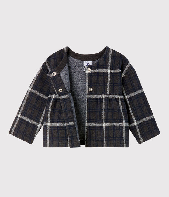 Cardigan met ruitjes babymeisje zwart CITY/wit MULTICO
