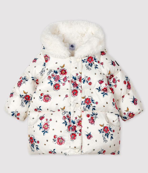 Doudoune b&eacute;b&eacute; fille blanc/multicouleur