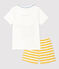 Pyjacourt motif panthère petit garçon en coton blanc MARSHMALLOW/jaune OCRE