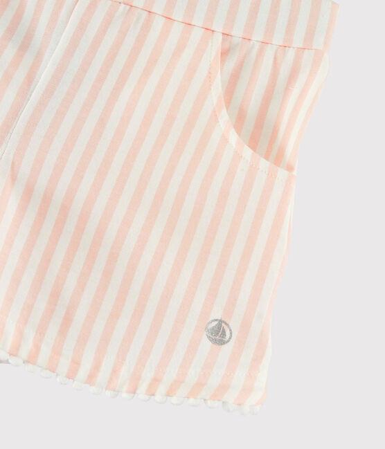 Jersey short voor meisjes roze MINOIS/wit MARSHMALLOW