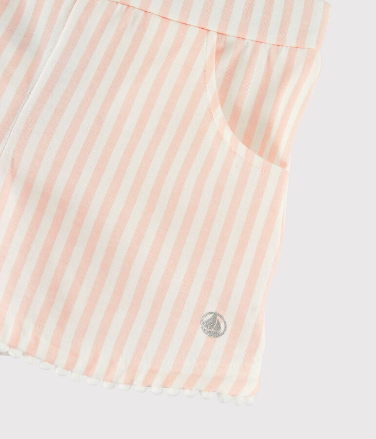 Short en jersey  enfant fille rose MINOIS/blanc MARSHMALLOW