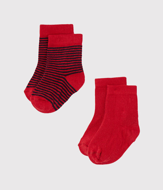 Lot de 2 paires de chaussettes bébé unies + rayées SPECIAL LOT 00