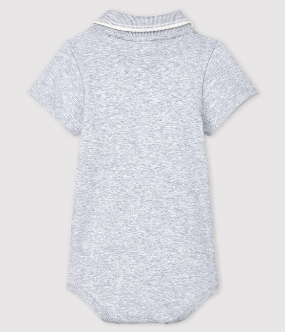 Katoenen body met polokraagje en korte mouwen voor baby's grijs POUSSIERE CHINE