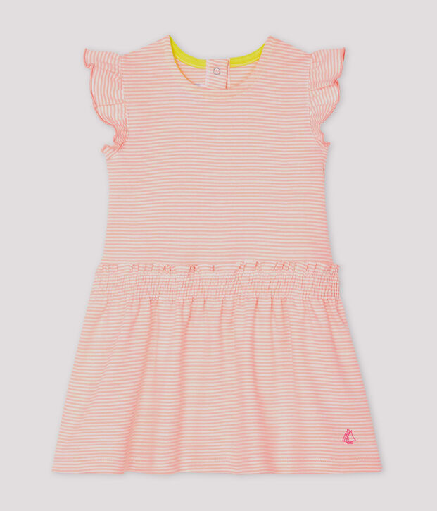 Robe milleraies b&eacute;b&eacute; fille rose/blanc