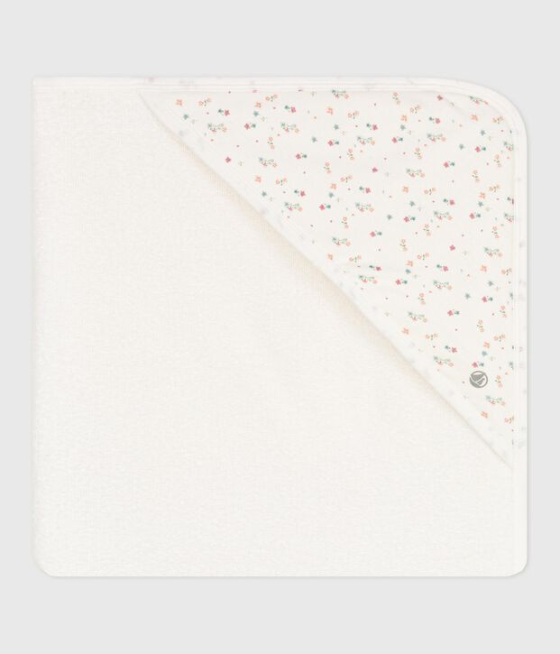 Katoenen badcape voor baby's wit/multicouleur