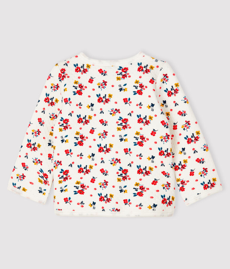 Cardigan b&eacute;b&eacute; fille en tubique blanc/multicouleur
