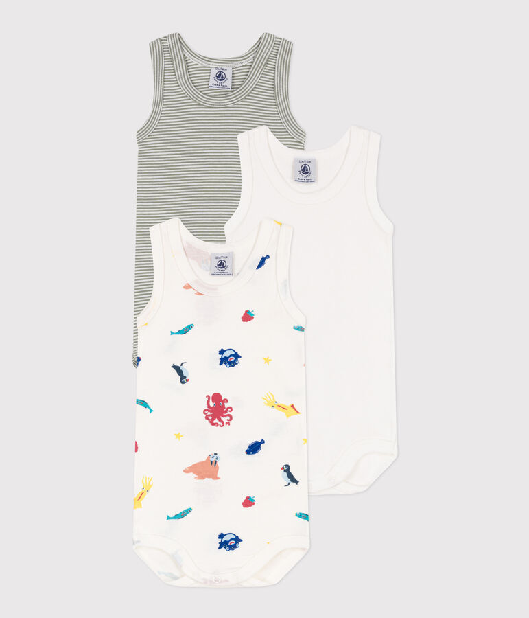 Set van 3 katoenen body-tanktops met zeedieren multicouleur