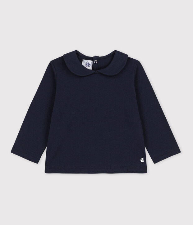 Blouse manches longues b&eacute;b&eacute; en coton bleu marine