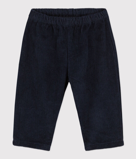 Pantalon bébé en velours grosses côtes bleu SMOKING