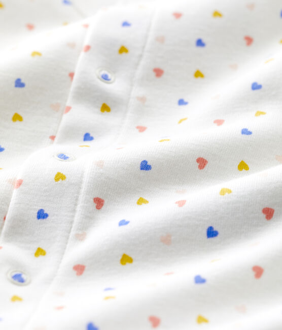 Bodyjama sans pieds  bébé en coton biologique blanc MARSHMALLOW/blanc MULTICO