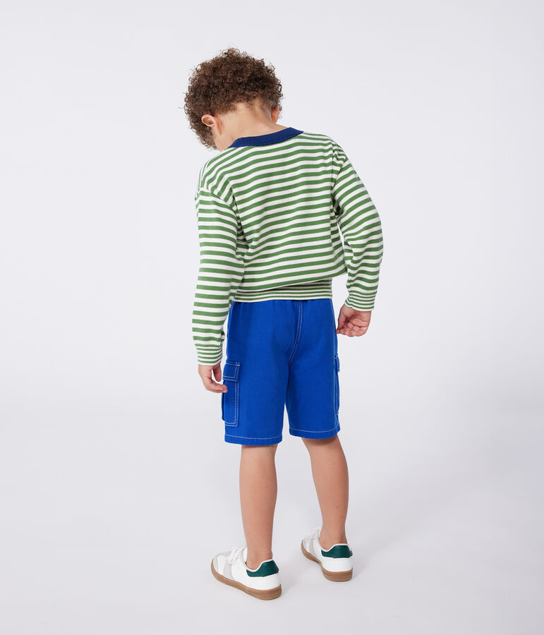 Gestreepte katoenen kindertrui groen PALMERAIE/ AVALANCHE