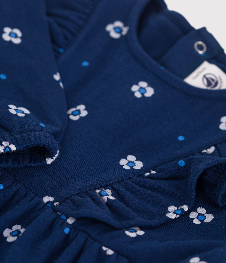 Katoenen babyjurkje met lange mouw en bloemenprint blauw/multicouleur
