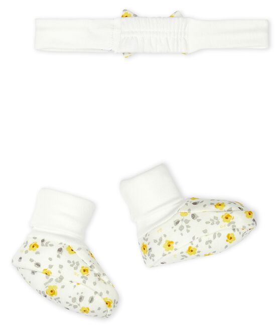 Set haarband en babyschoentje meisjes van wol en katoen variante 1