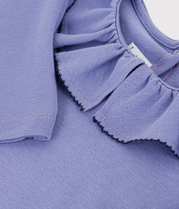 Effen T-shirt met kraagje en lange mouwen voor kinderen purper
