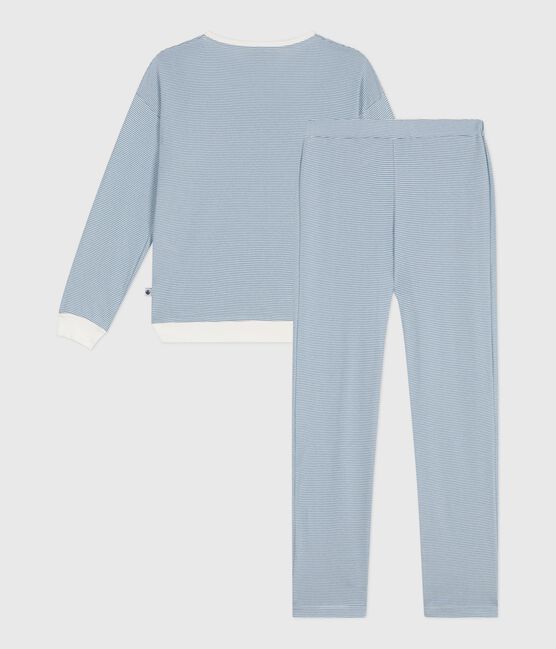 Pyjama femme en coton à rayures ADRIATIC/ MARSHMALLOW