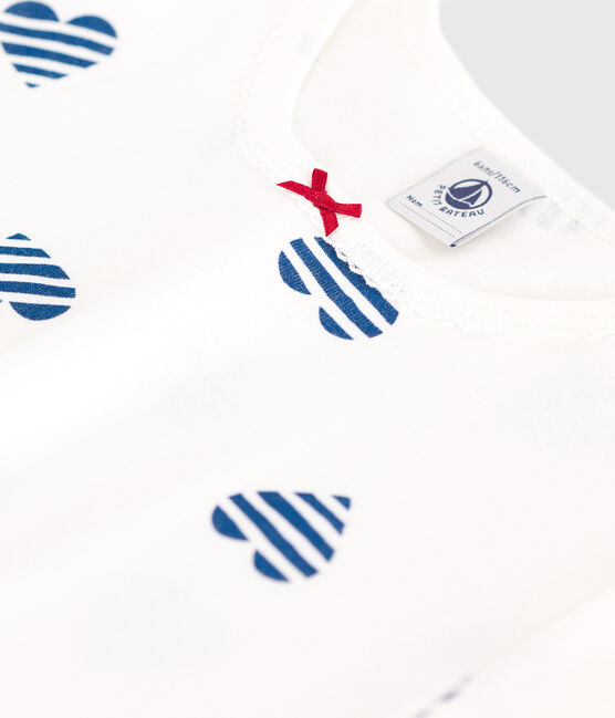 Chemise de nuit enfant en coton imprimé cœurs blanc MARSHMALLOW/blanc MULTICO